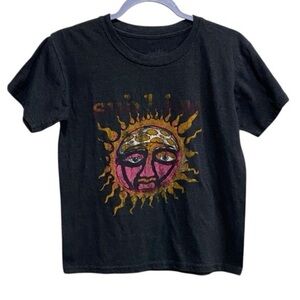 Sublime Sun Face Graphic Band Cropped‎ T-Shirt Gray | Size XS